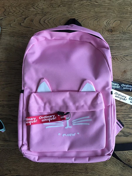 Cute Cartoon Cat Ears Backpack Girl Schoolbag for Teenage Women Back Pack Nylon School Backpack Famale Teen Bag pack