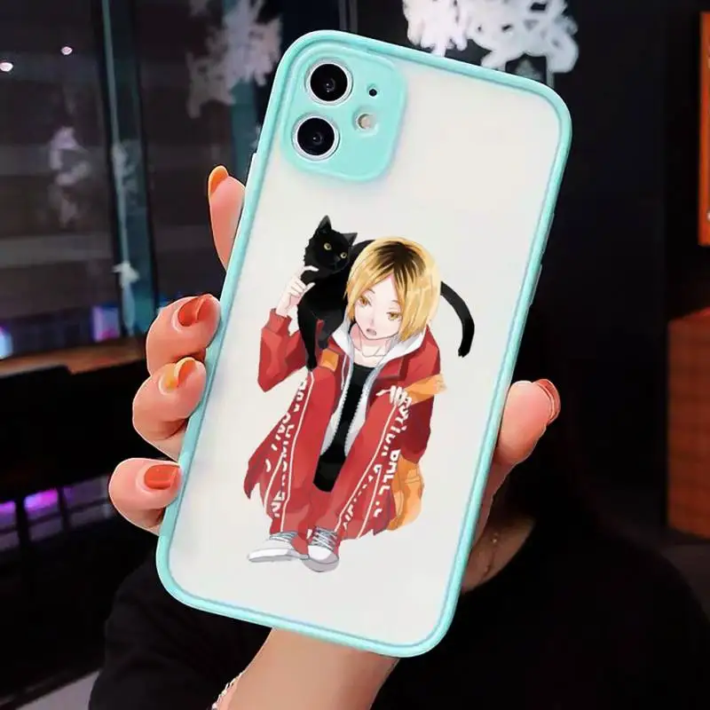 

Kenma Kozume of Haikyuu Phone Case For iPhone 12 11 Mini Pro XR XS Max 7 8 Plus X Matte transparent blue Back Cover