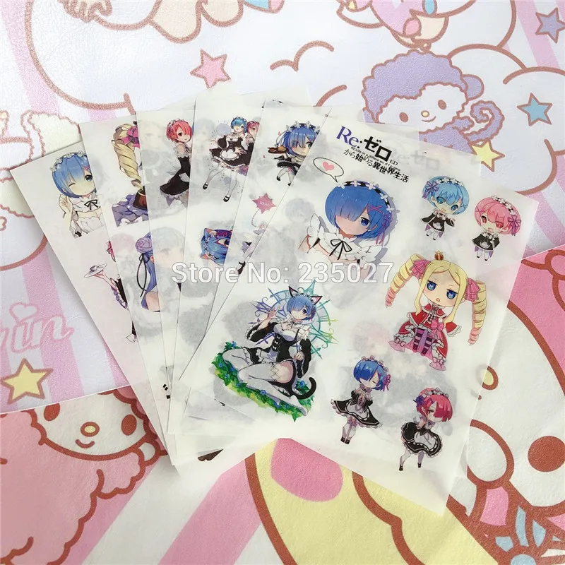 60 sheets/lot Re:zero sticker Re zero Emilia Ram Rem Beatrice cartoon wall stickers for kids rooms gifts