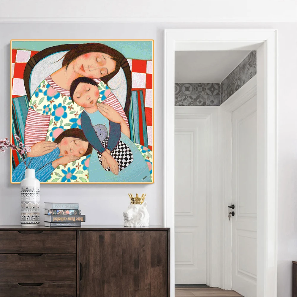 Citon Cecile Veilhan Mother мать и ее дети Canvas холст искусство живопись маслом художественное