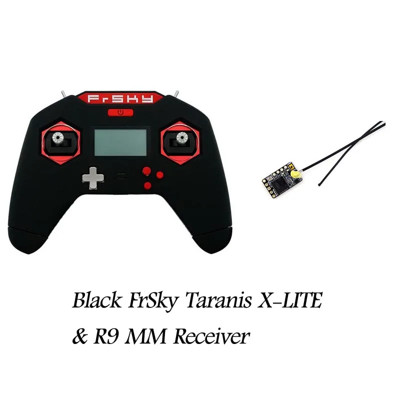 Black Remote w r9mm Пульт дистанционного управления передатчика FrSky Taranis X-LITE/X-Lite Pro 2,4 GHz ACCST 16CH RC с приемником R9 мм, красный, черный, для модели радиоуправляемого дрона - Цвет: Black Remote w r9mm
