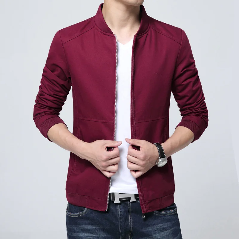 Mens High Quality Zipper Coat Autumn 2020 New Casual Business Slim Fit Thin Jacket Solid Black Stand Collar Outwear Men Big Size | Мужская