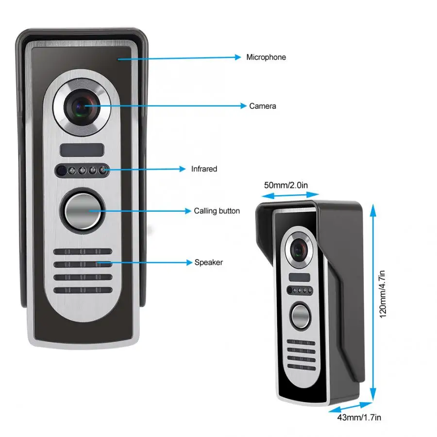 Visual Intercom Doorbell 1V2 7inches IR WIFI Video Visible APP Camera 1080P 100-240V door bell waterproof | Обустройство дома
