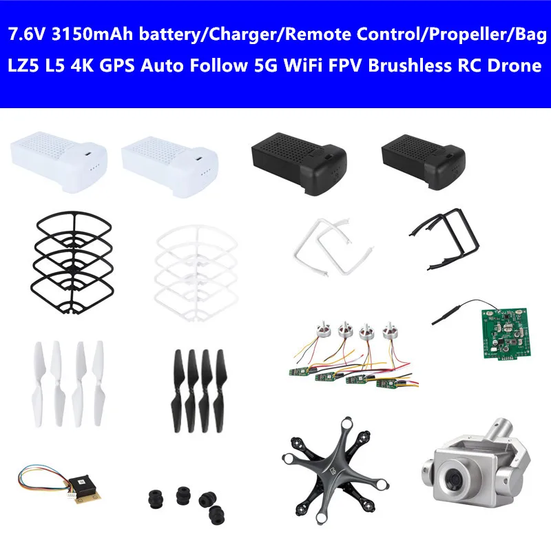 

LZ5 L5 4K GPS Brushless RC Drone Spare Parts 7.6V 3150mAh Battery/Charger/Remote Control/Propeller/Bag For LZ5 L5 RC Quadcopter