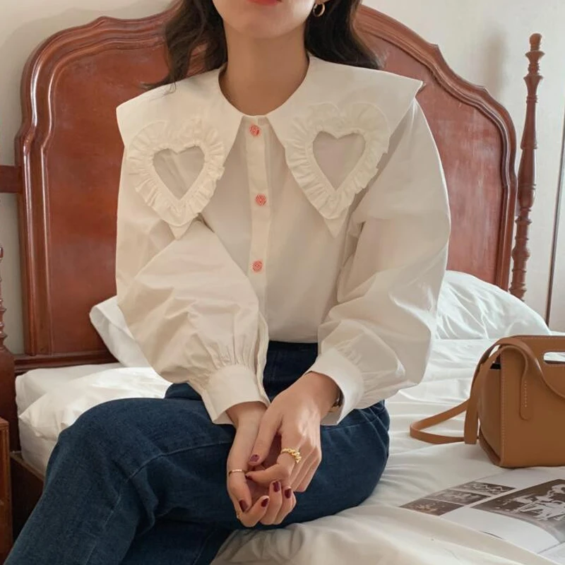 

Новинка Весна 2021, женская блузка, дизайнерская нишевая рубашка с длинным рукавом и воротником в морском стиле