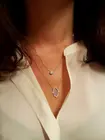 Женское Двухслойное ожерелье из серебра 925 пробы с кулоном в виде руки диско-Хамса