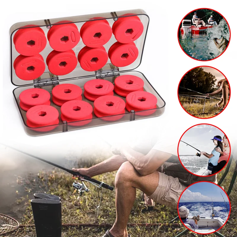 

16pcs Foam Winding Board Fishing Line Shaft Bobbin Spools Tackle Box RED Utility Line Box Fishing Tackle Boxes Case