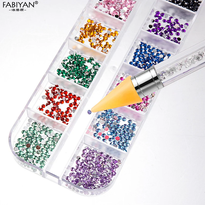 Двусторонняя самоклеящаяся ручка Стразы для дизайна ногтей кисточка нанесения