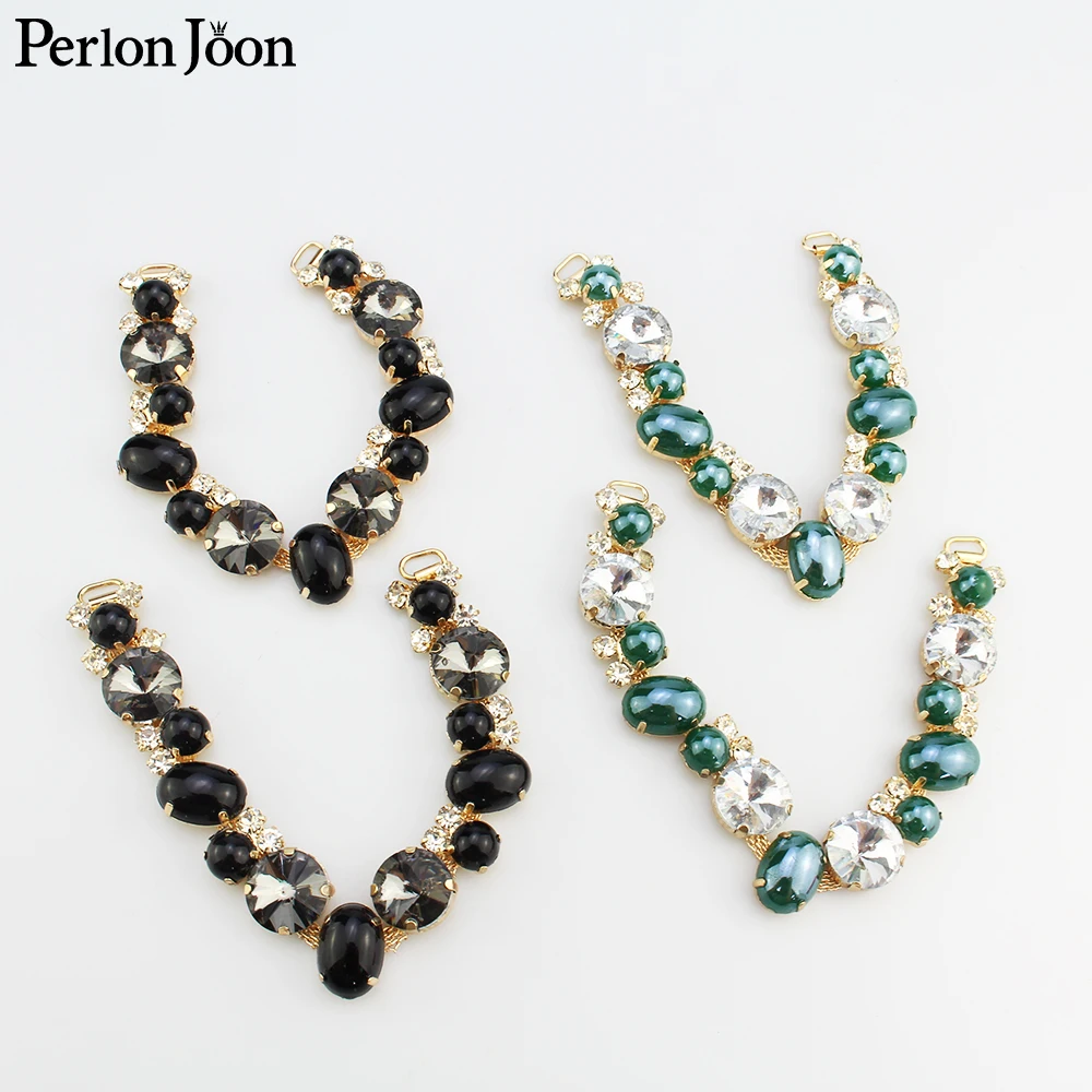 1 пара цвет черный зеленый большой драгоценный камень стиль v образной формы