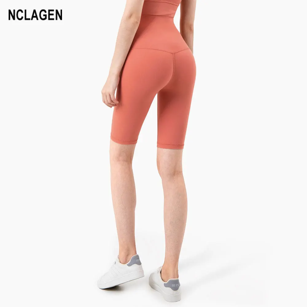 

NCLAGEN Summer Gym Shorts Women High Waist Leggings Sport Fitness Squat Proof Nylon Dry Fit Workout Running Bermuda Yoga Shorts