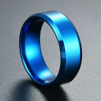 8mm fashion stainless steel rings high polished blue wedding bands for women men trendy party midi ring jewelry gift wholesale