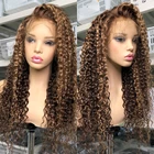 13x 4 парики из человеческих волос на сетке спереди для черных и коричневых женщин хайлайтер Омбре Бразильские глубокие вьющиеся волосы 4x4 парик на сетке предварительно выщипанный