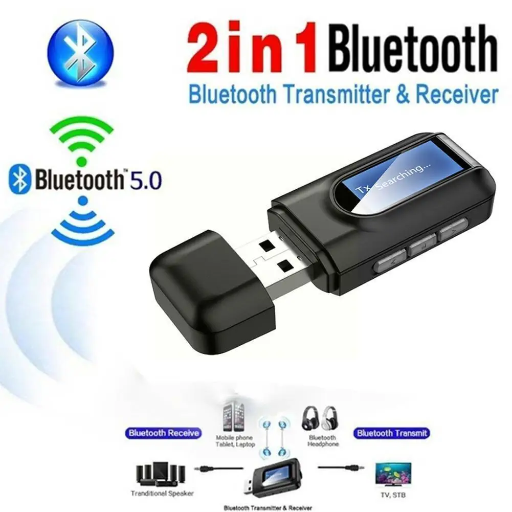 

USB Bluetooth 5.0 Adapter With Screen For PC TV Computer Aptx Mouse Speaker Receiver Audio Audio Music Wireless Transmitter F8T9