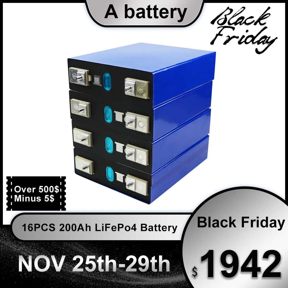 

NEW 16pcs 3.2V 200Ah Lifepo4 Cells Grade A Lithium iron Phosphate Battery DIY for Solar Wind Energy Storage System TAX FREE