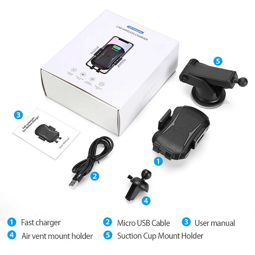 Автомобильное Быстрое беспроводное зарядное устройство VicTsing 10 Вт с разъемом для
