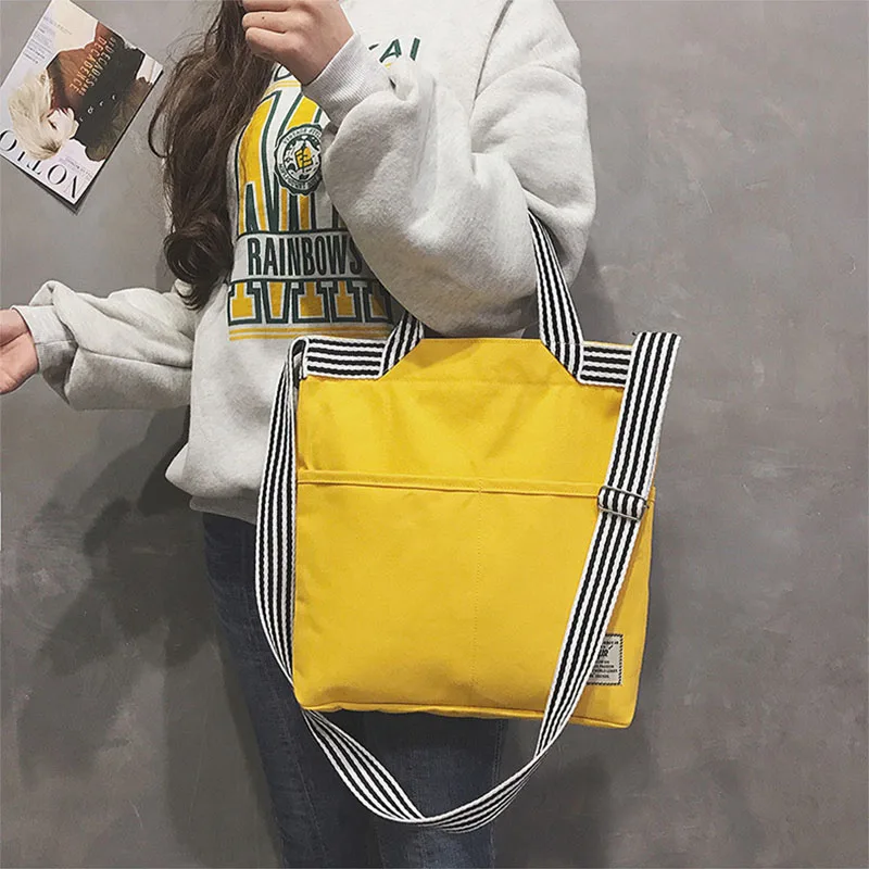 Женская Холщовая Сумка новая полосатая и печатная сумка через плечо с двумя