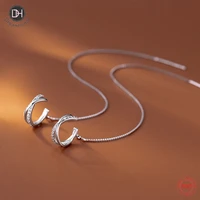 dreamhonor 100 925 sterling silver cubic zircon long chain cross clip earrings for women fine jewelry smt160