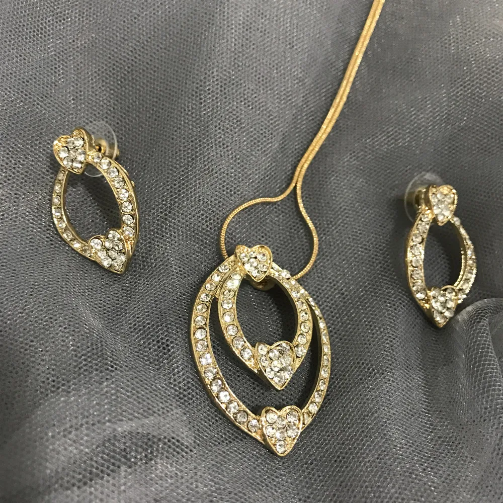 Women fashion rose gold color necklace &amp braclete ring earrings combo set sweet jewerly for women. | Украшения и аксессуары