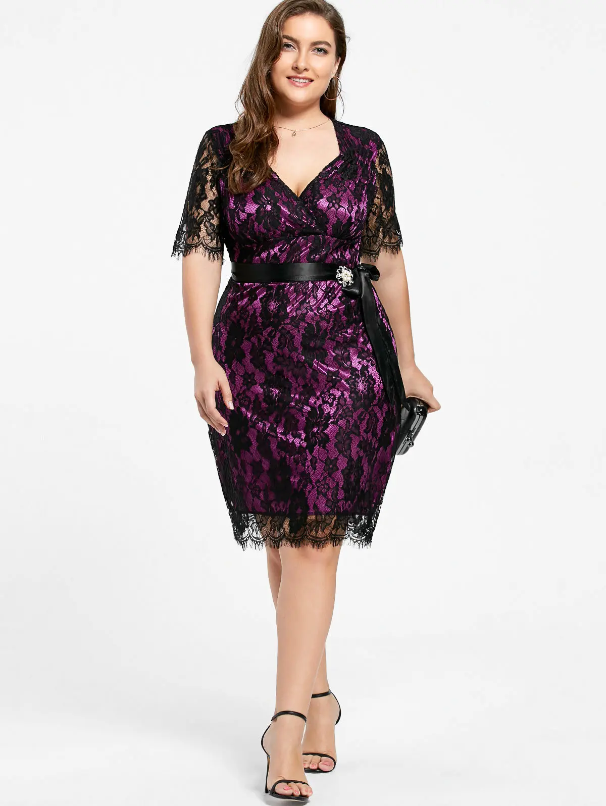 TUHAO Big Size 5XL 4XL 3XL Women Lace Dress Elegant Party Night Dresses Casual Loose Sexy Plus Size Dress Large Vestidos LZ24