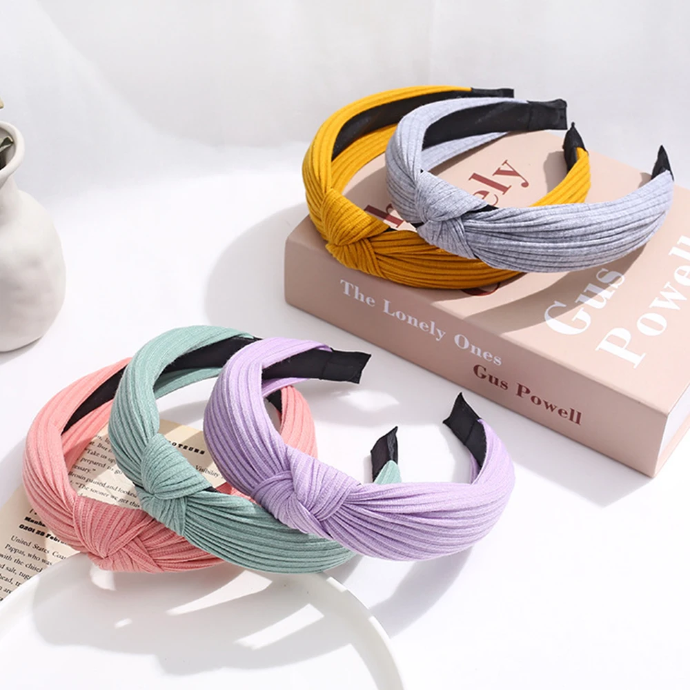 

Fashion Knotted Headband Women Soft HairBand Simple Pure Color Vintage Hair Hoop for Women girls Hair Accessories FG1011