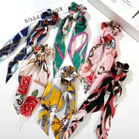 fashion hair scrunchies jewelry ponytail holder bow elastic hair accessories for women scarf bow tie hair band ribbon headwear