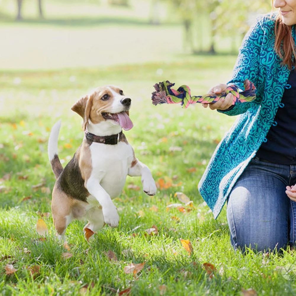 Игрушки для собак веревка укусов аксессуары двойные узел из хлопчатобумажной