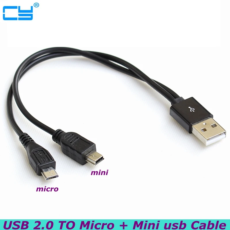 2 в 1 комбинированный мини-usb Micro USB и 0 Micro-USB 5-контактный разъем Y-образный кабель 30
