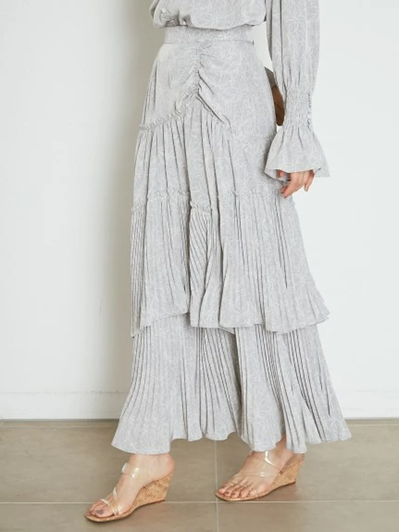 

Japan Style Sweet Ruffles Long Pleated Skirts Women Spring Summer Elegant Feminino Jupe 2021 All Match Fairy Faldas Mujer