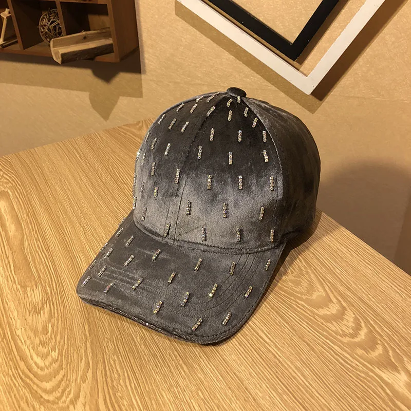 Стразы в форме капли воды бейсбольная шапка из норкового волоса с кристаллами