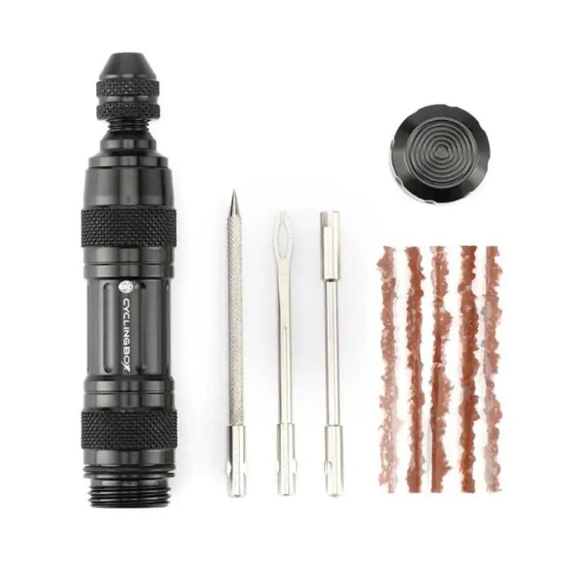 

Black/ Silver Vacuum Aluminum Alloy Tire Repair Tool Integrated Storage Repair Tools For Mountain Bike Automobile
