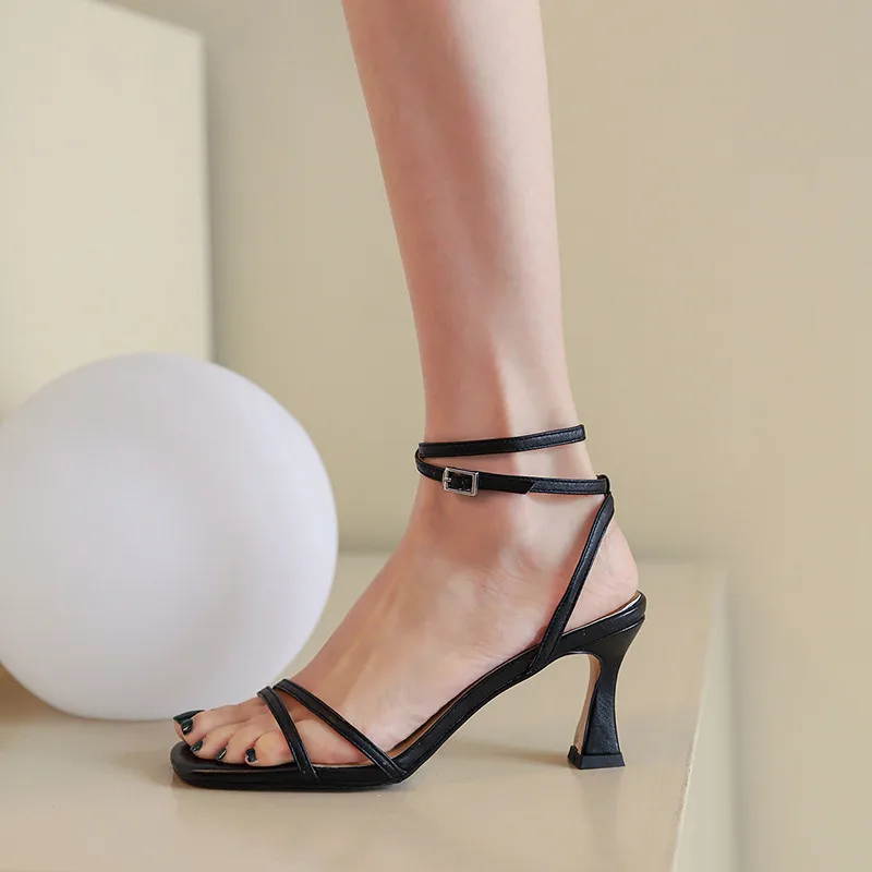 

MEMUNIA 2020 newest sexy thin high heel sandals women party wedding shoes buckle simple summer genuine leather sandals woman
