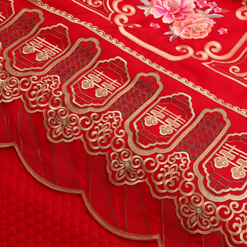 Роскошный красный свадебный комплект постельного белья с цветочной вышивкой