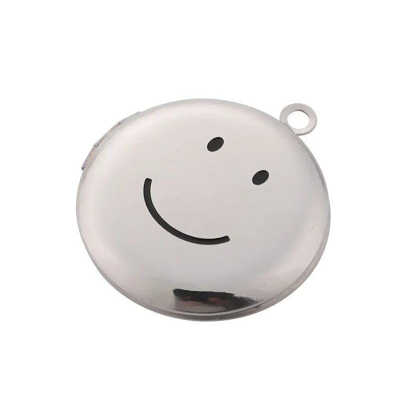 

5pc 28mm Mirror Round Photo Box Jewelry Making Accessories DIY Necklace/bracelet Smiling Face Expression Pendant Stainless Steel