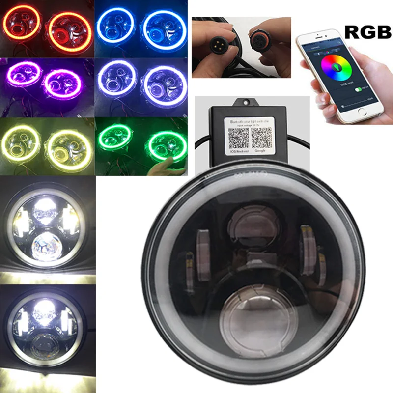 RGB Halo 7 дюймов светодиодный комплект фар мигающий ангельские глазки морской