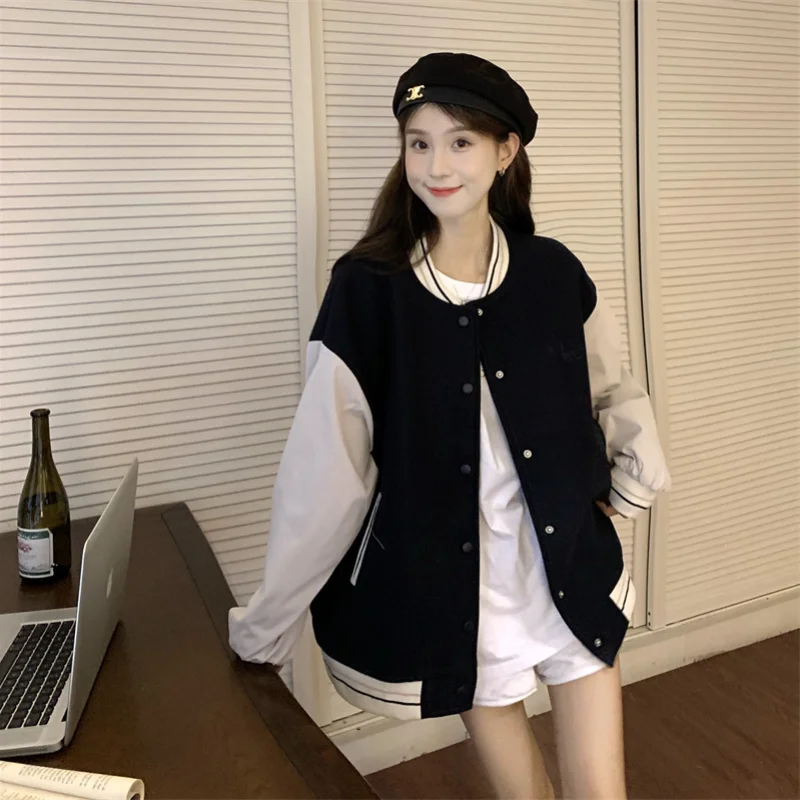 

Бейсбольная форма в студенческом стиле, свободная куртка с длинными рукавами, женская одежда на весну и осень, новая Корейская версия, Тонки...