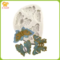 product the three butterflies sugar art plastic silicone double cake mould exquisite fashion wholesale mold