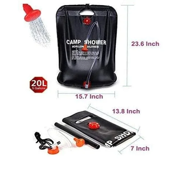 

Portable Heating Shower Bags Foldable 20L Solar Water Storage Bags Outdoor Camping Heating Shower Bathing Bag