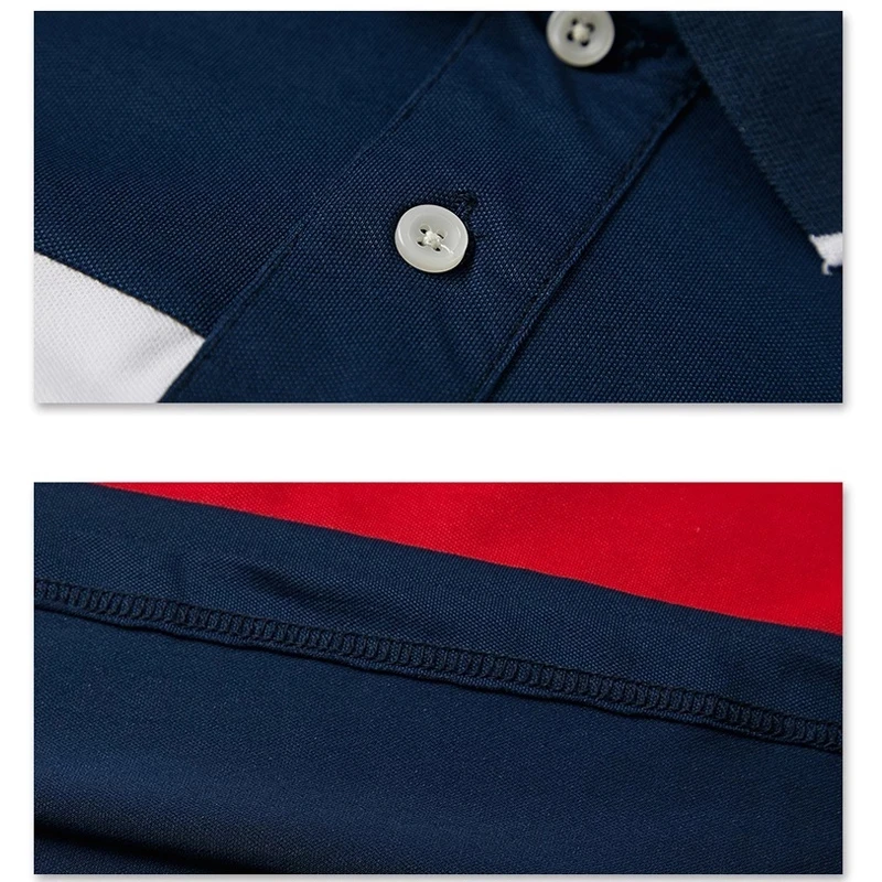 

Men's polo shirt Men's cotton business casual patchwork polo shirt plus size Oversized lapel T-shirt men's top