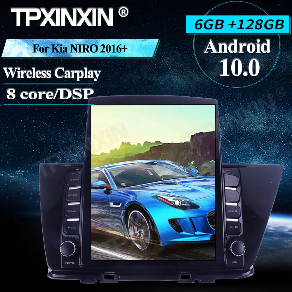 저렴한 기아 니로 2016 + 테슬라 스크린 128G 안드로이드 10.0 GPS 자동차 멀티미디어 플레이어 헤드 유닛 오디오 라디오 네비게이션 무선 카플레이 IPS