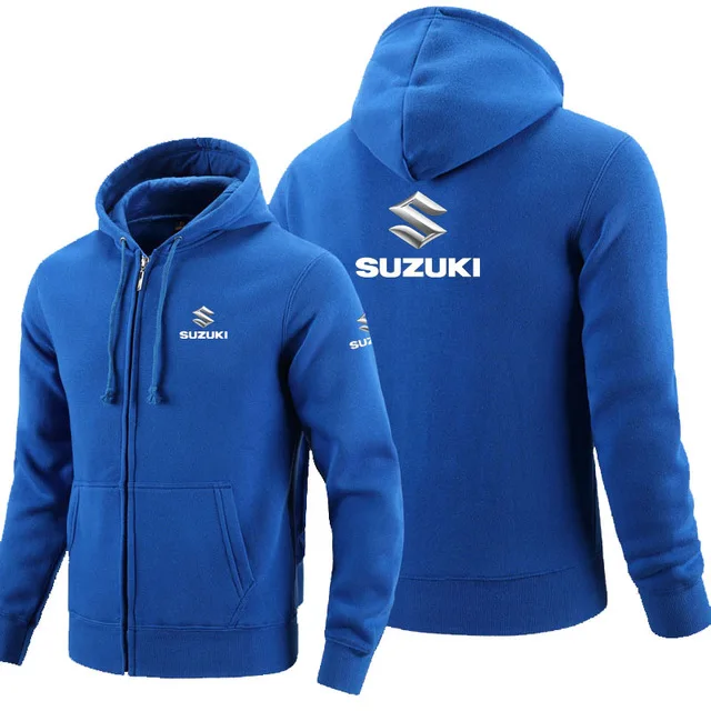 Толстовки на молнии для Suzuki с логотипом флисовая толстовка капюшоном длинный