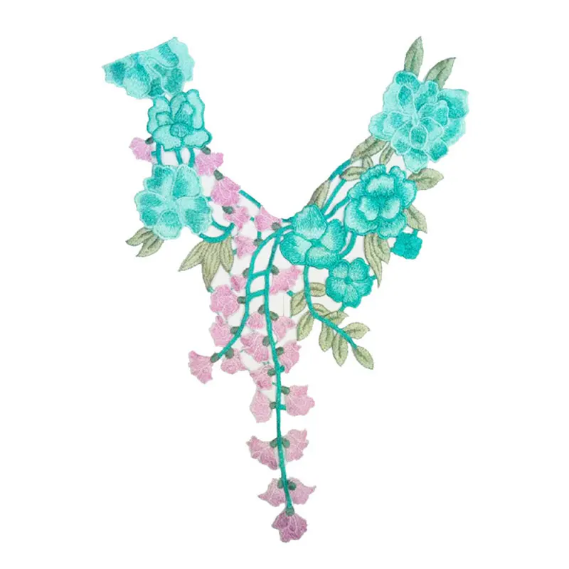 

New Embroidered Lace Flower Clothes Patch Colorful Collar Flower Clothing Accessories DIY Sewing Applique Lace Collar Neckline