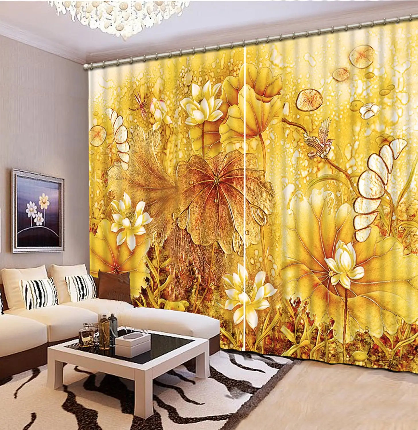 

Custom 3d golds louts curtains Thick shading soundproof windproof curtain 3d stereoscopic curtains