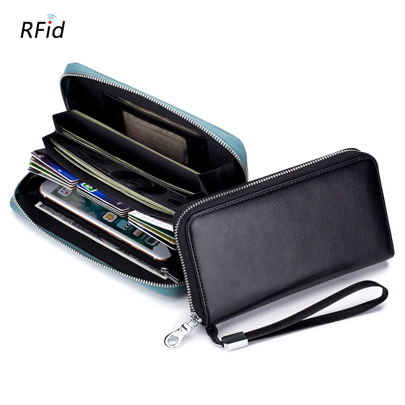 

Кошелек из натуральной кожи, с RFID-блокировкой, в стиле ретро