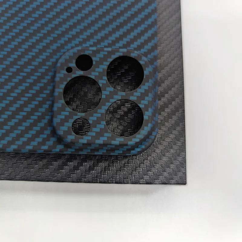 Funda de fibra de carbono azul para iphone, protector ultrafino con protecci&oacute;n de lente, fundas de tel&eacute;fono de fibra de aramida para iphone 13 pro max-3