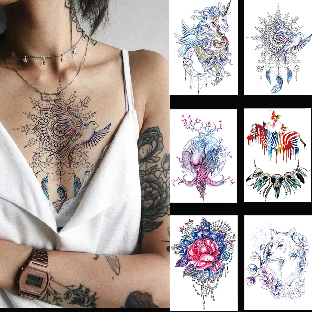 

Waterproof Tattoo Temporary Women' Rose Peony Flower Pattern Girl Transfer Black Blossom Lady Chest Neck Art SleevesStickers