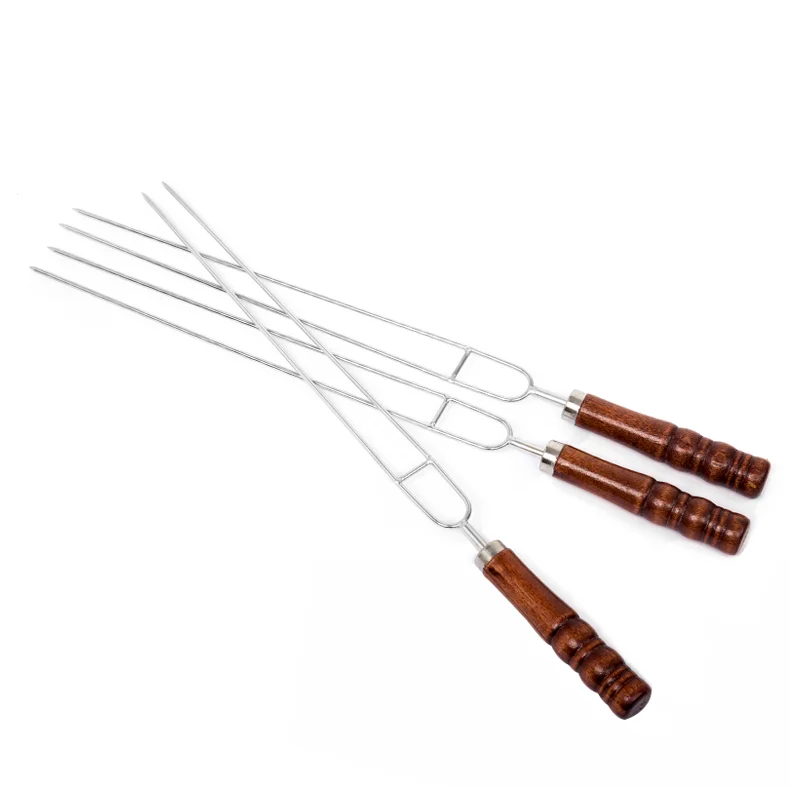 

Шампуры для барбекю из нержавеющей стали деревянная ручка Длинная кисточка для барбекю курица держатель гриль Паррилья ББК Кухня поставки ...