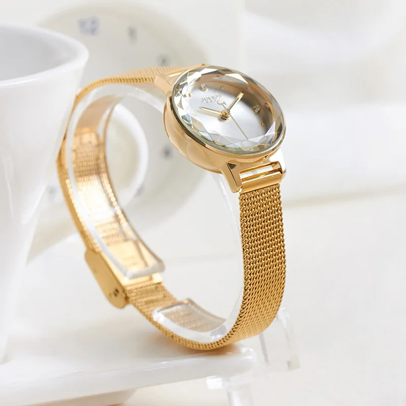 Нержавеющая сталь простой Резка Стекло Для женщин часы Японии кварцевых часов