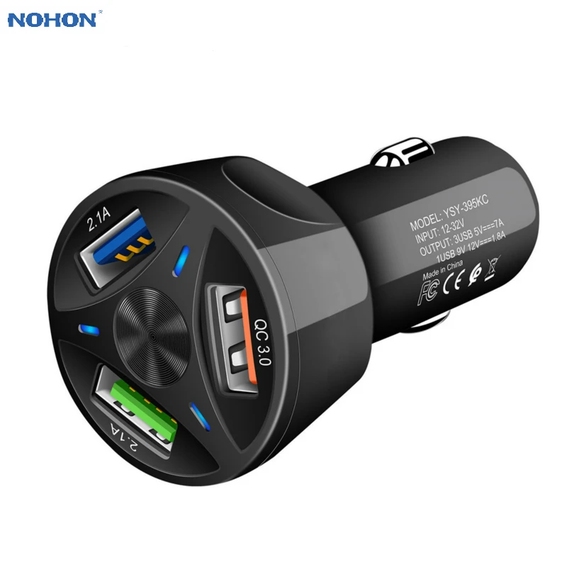 NOHON Quick Charge 3,0 Автомобильное зарядное устройство для iPhone 11 Pro Max XS XR 8 автомобильное usb-устройство для зарядки телефона для samsung gps Быстрая зарядка 3 usb-порта