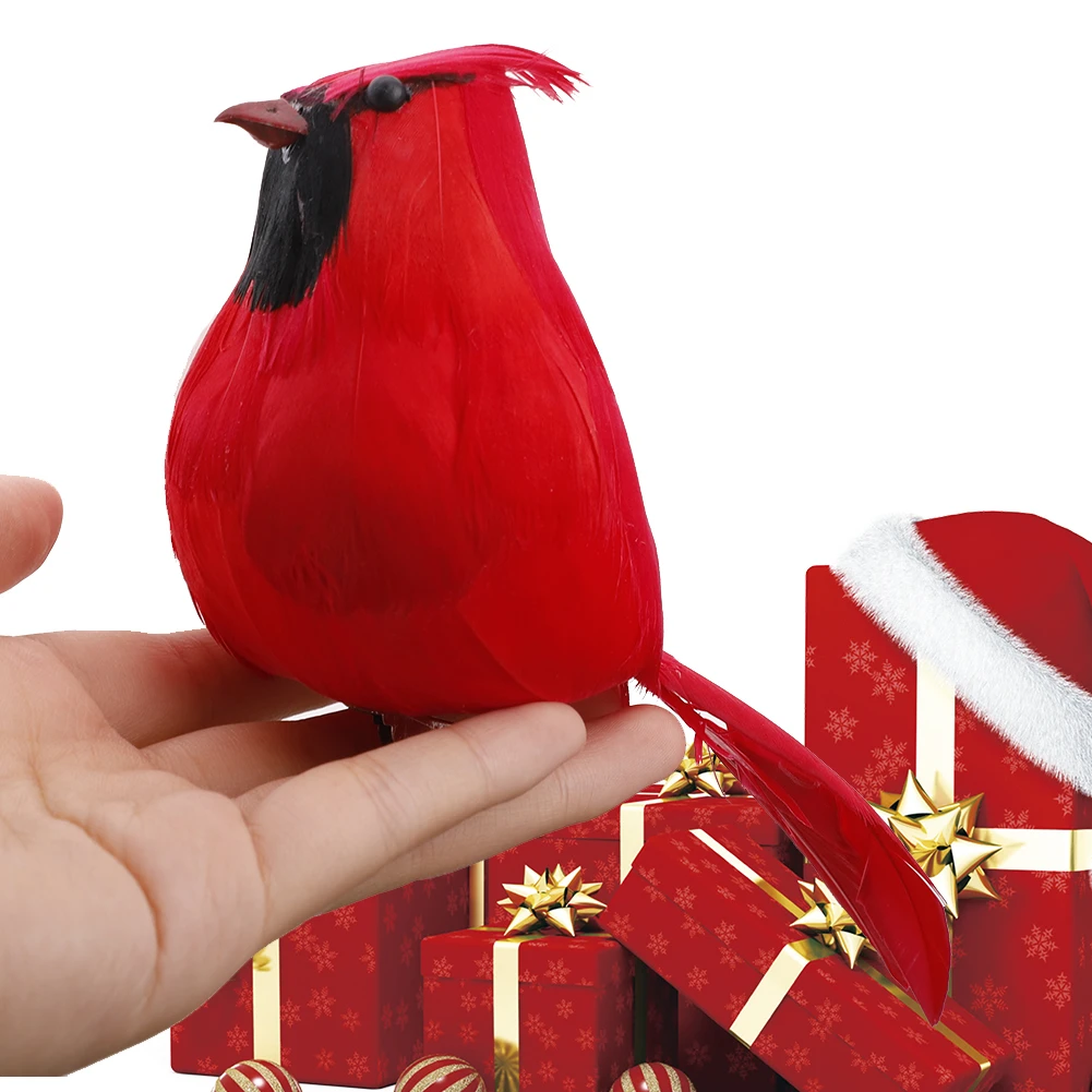 8 шт. декоративные заколки для новогодней ёлки с красными перьями | Дом и сад