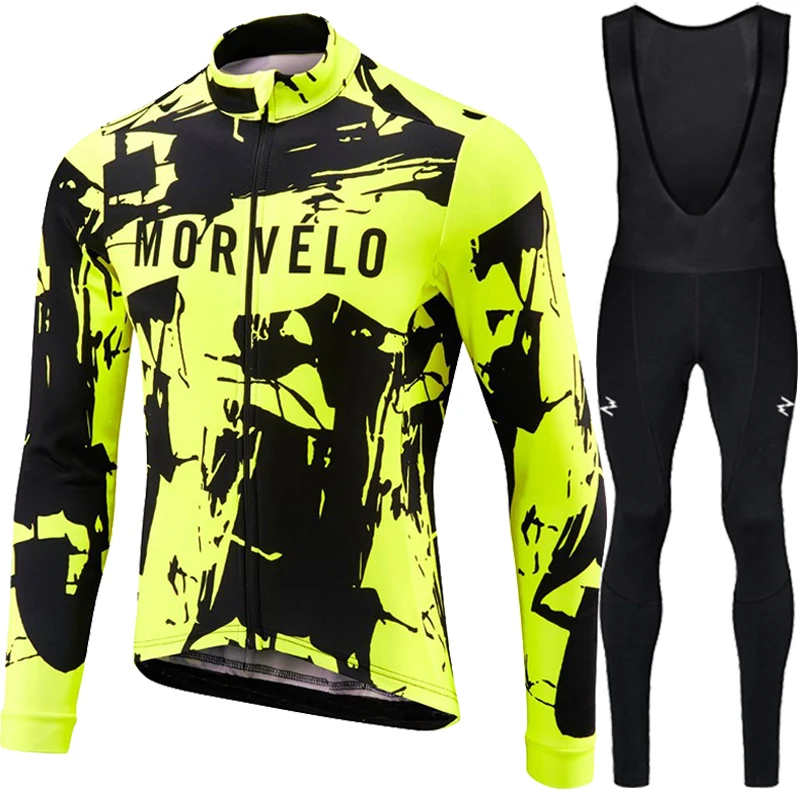 

MORVELO 2020 winter thermal fleece long sleeve set Clothes maillot ciclismo kit bike winter cycling clothing Ropa de invierno